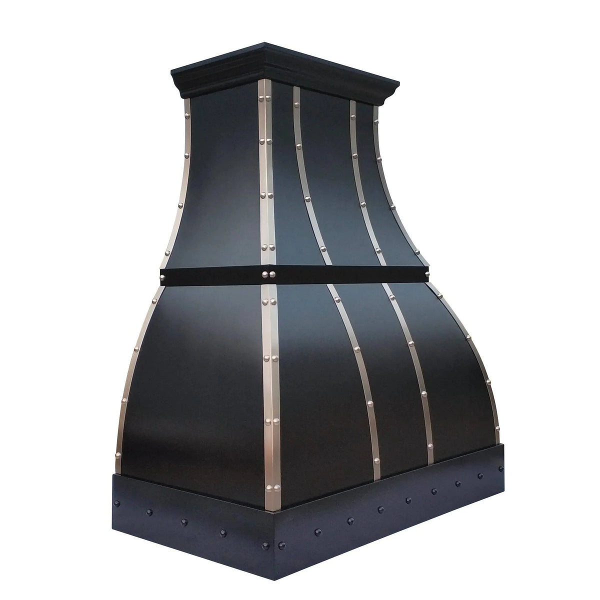 Fobest Black Stainless Steel Range Hood with Silver Straps FSS-108-Stainless Steel Range Hood-Fobest