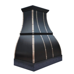 Fobest Black Stainless Steel Range Hood with Silver Straps FSS-108-Stainless Steel Range Hood-Fobest