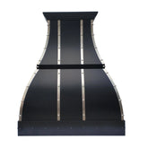 Fobest Black Stainless Steel Range Hood with Silver Straps FSS-108-Stainless Steel Range Hood-Fobest