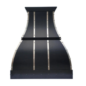 Fobest Black Stainless Steel Range Hood with Silver Straps FSS-108-Stainless Steel Range Hood-Fobest
