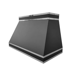 Fobest Black Stainless Steel Range Hood with horizontal straps FSS-11-Stainless Steel Range Hood-Fobest