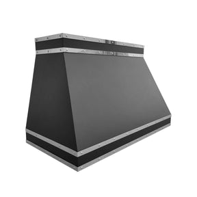Fobest Black Stainless Steel Range Hood with horizontal straps FSS-11-Stainless Steel Range Hood-Fobest
