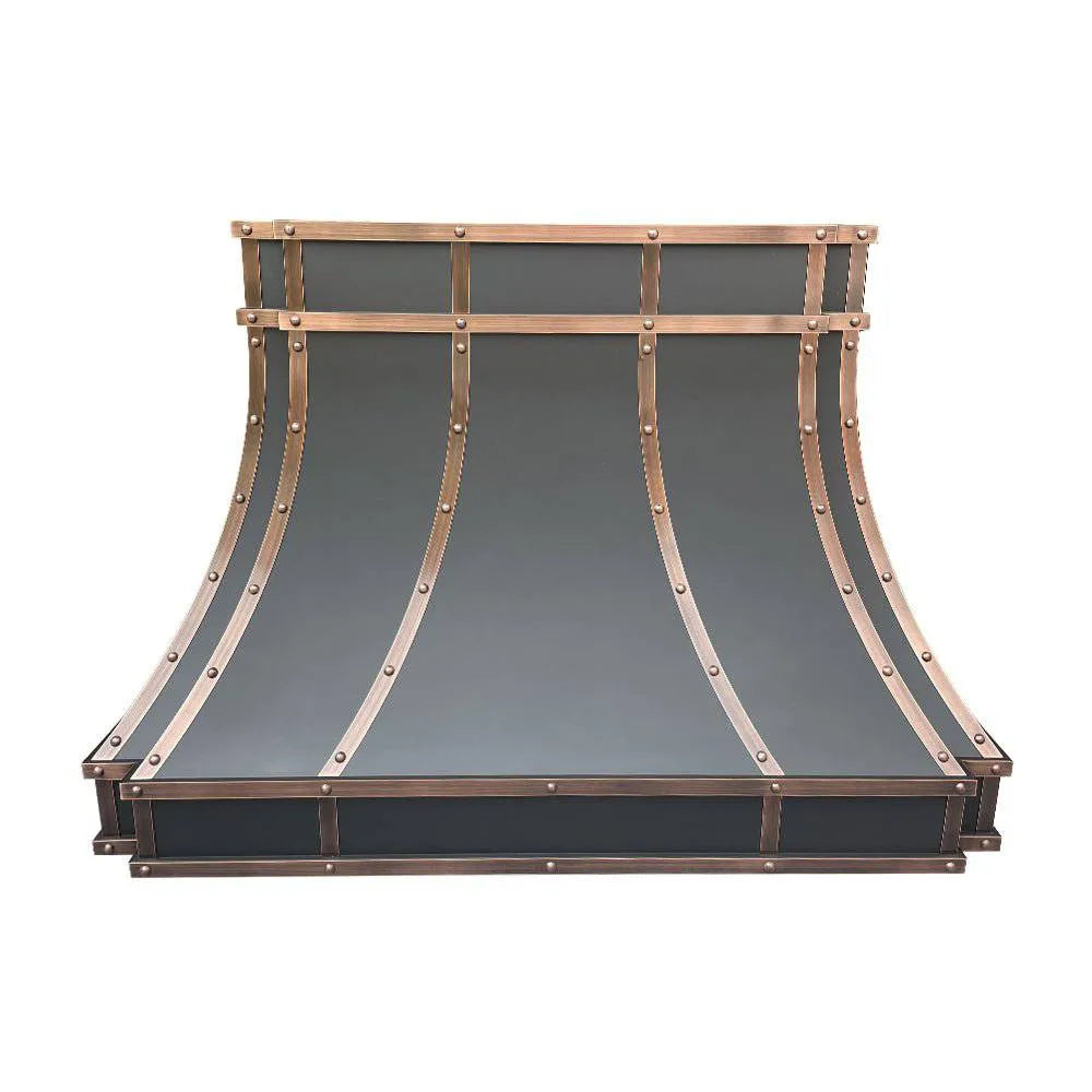 Fobest Black Stainless Steel Vent Hood with Copper Straps FSS-135-Stainless Steel Range Hood-Fobest