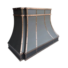 Fobest Black Stainless Steel Vent Hood with Copper Straps FSS-135-Stainless Steel Range Hood-Fobest