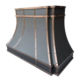 Fobest Black Stainless Steel Vent Hood with Copper Straps FSS-135-Stainless Steel Range Hood-Fobest