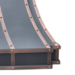 Fobest Black Stainless Steel Vent Hood with Copper Straps FSS-135-Stainless Steel Range Hood-Fobest
