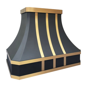 Fobest Black Stove Hood with Brass Straps – FSS-447