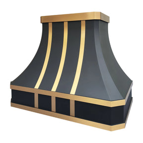 Fobest Black Stove Hood with Brass Straps – FSS-447