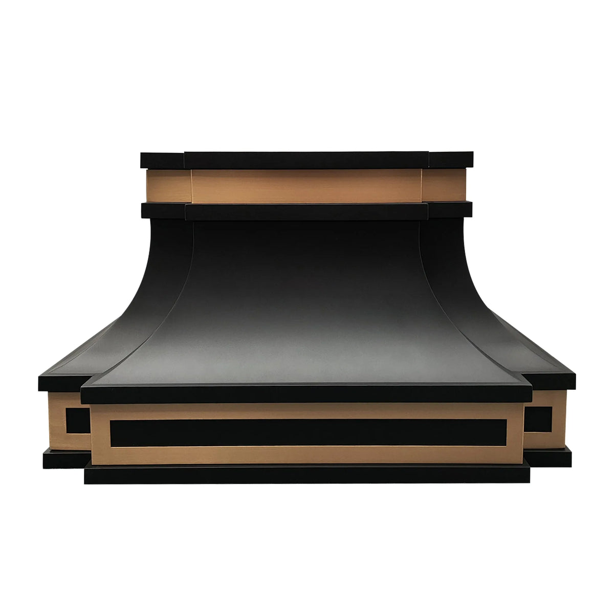 Fobest Black Stove Hood with Brushed Brass Trim FSS-407-Stainless Steel Range Hood-Fobest