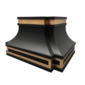 Fobest Black Stove Hood with Brushed Brass Trim FSS-407-Stainless Steel Range Hood-Fobest