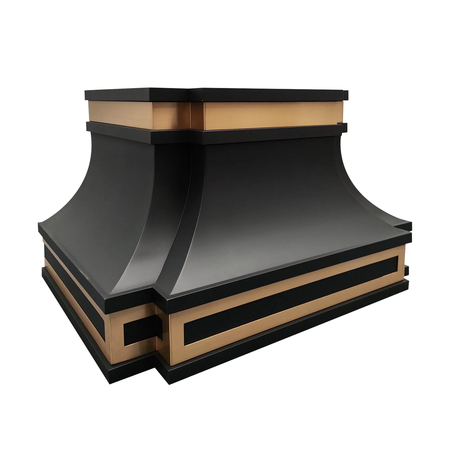 Fobest Black Stove Hood with Brushed Brass Trim FSS-407-Stainless Steel Range Hood-Fobest
