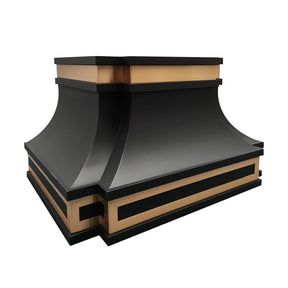 Fobest Black Stove Hood with Brushed Brass Trim FSS-407-Stainless Steel Range Hood-Fobest