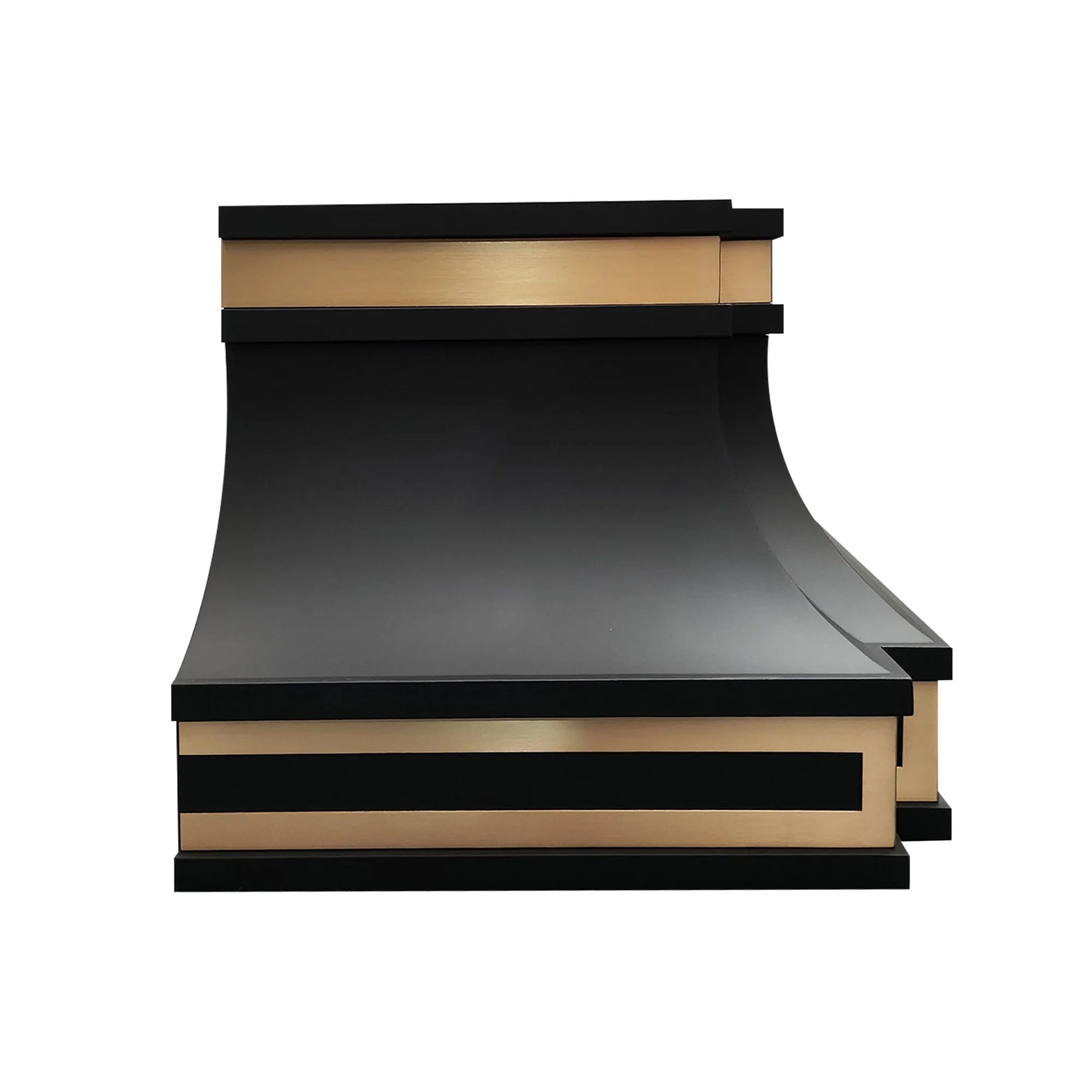 Fobest Black Stove Hood with Brushed Brass Trim FSS-407-Stainless Steel Range Hood-Fobest