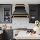 Fobest Black Stove Hood with Brushed Brass Trim FSS-407-Stainless Steel Range Hood-Fobest