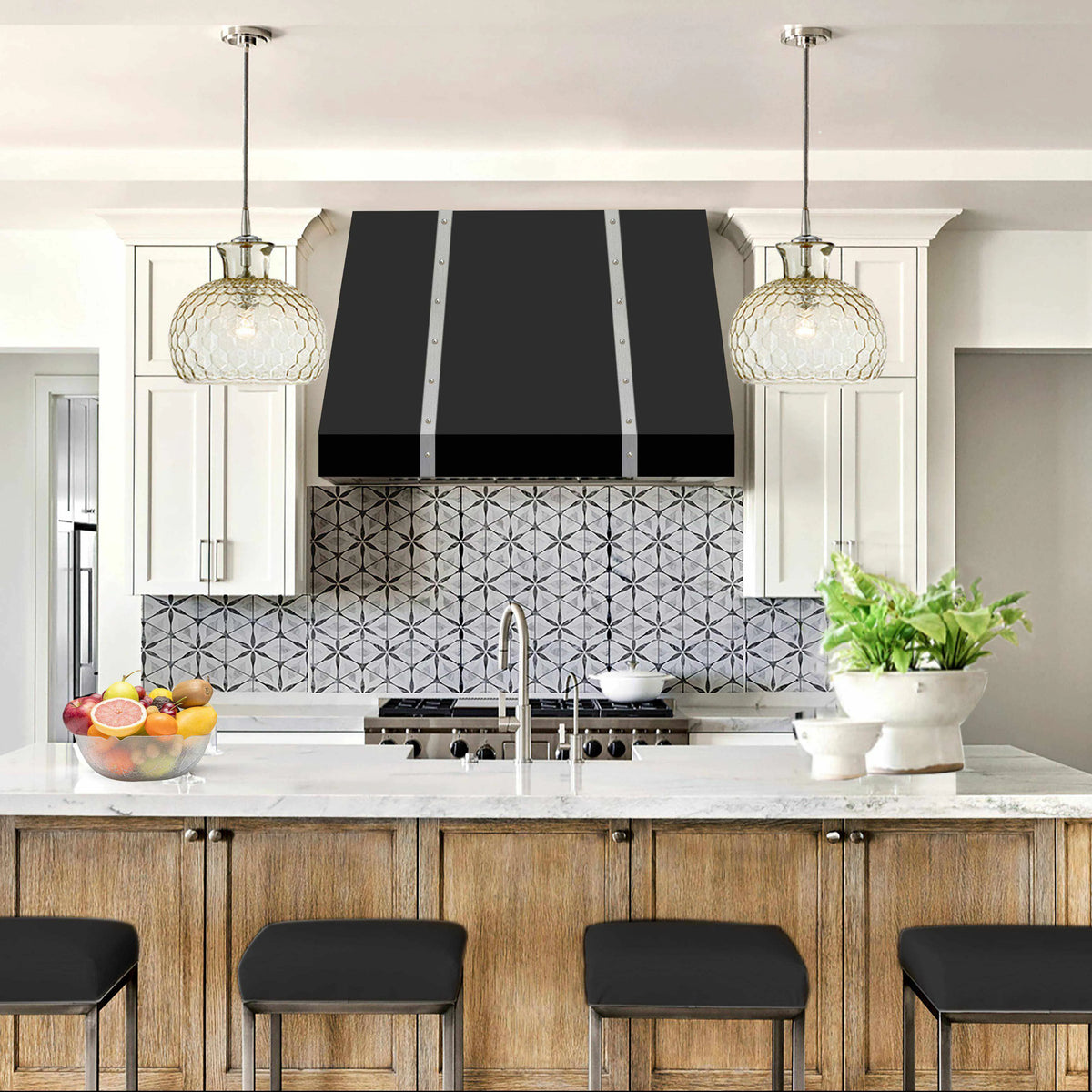 Fobest Black Stove Hood with Two Straps FSS-298-Stainless Steel Range Hood-Fobest
