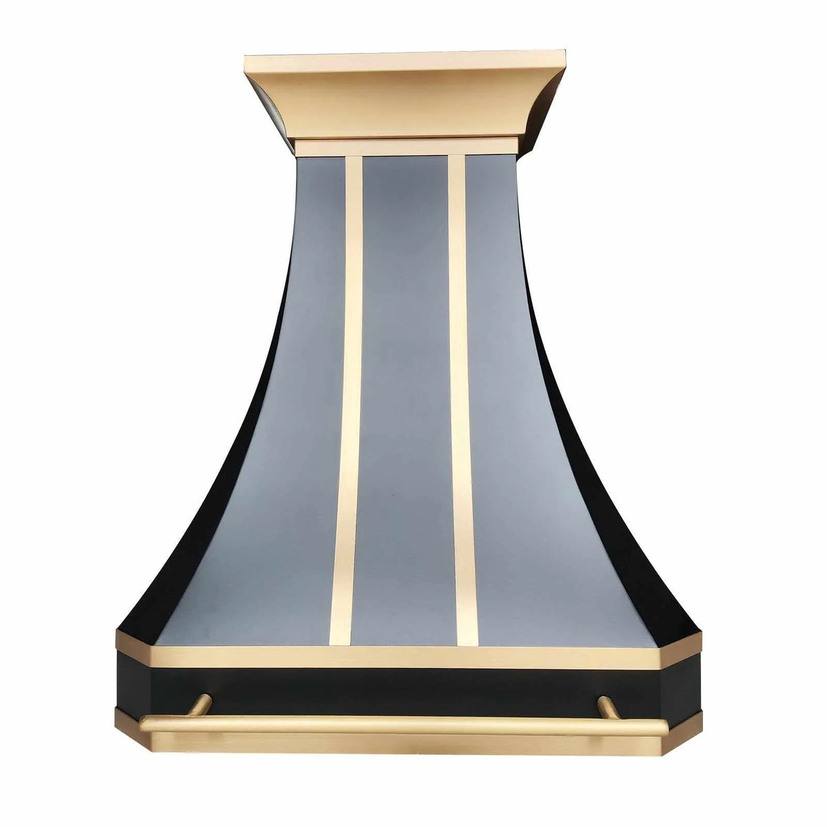 Fobest Black Vent Hood with Brass Trim and Pot Rail FSS-200-Stainless Steel Range Hood-Fobest