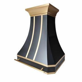 Fobest Black Vent Hood with Brass Trim and Pot Rail FSS-200-Stainless Steel Range Hood-Fobest