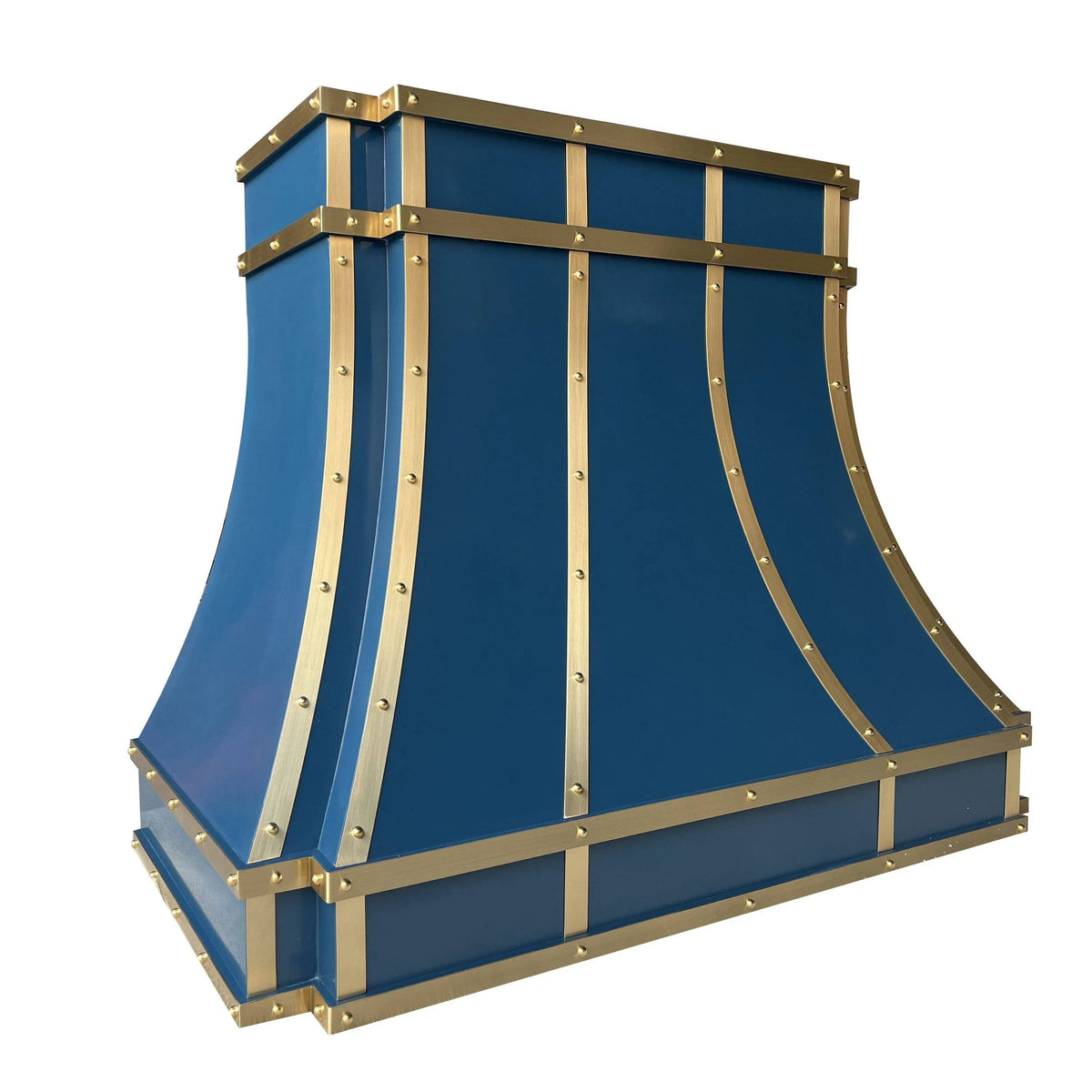 Fobest Blue Stainless Steel Range Hood with Brass Accents FSS-10-Stainless Steel Range Hood-Fobest
