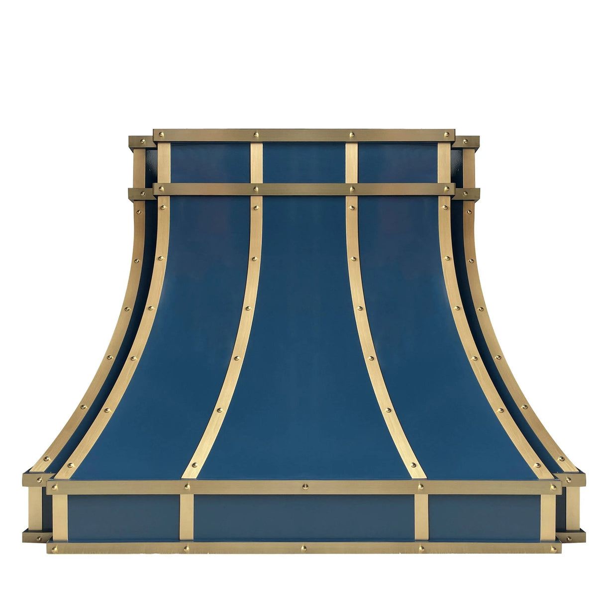 Fobest Blue Stainless Steel Range Hood with Brass Accents FSS-10-Stainless Steel Range Hood-Fobest