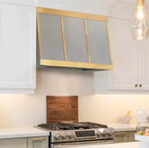 Fobest Box-Style Stainless Steel Range Hood with Brushed Brass Framing FSS-125-Stainless Steel Range Hood-Fobest
