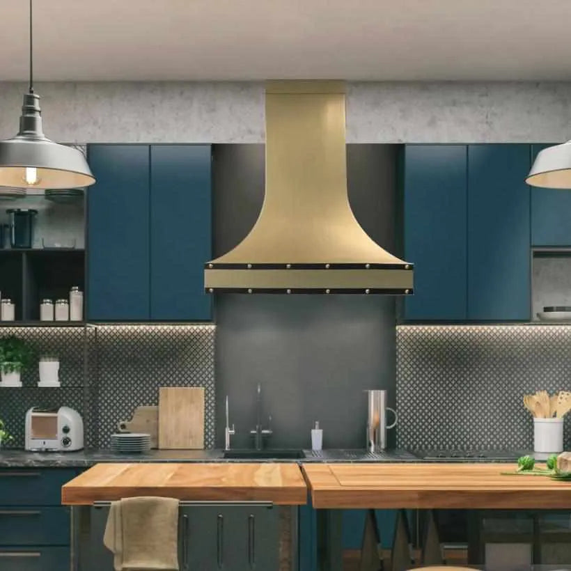 Fobest Brass Kitchen Hood with Black Accent FSS-261-Stainless Steel Range Hood-Fobest