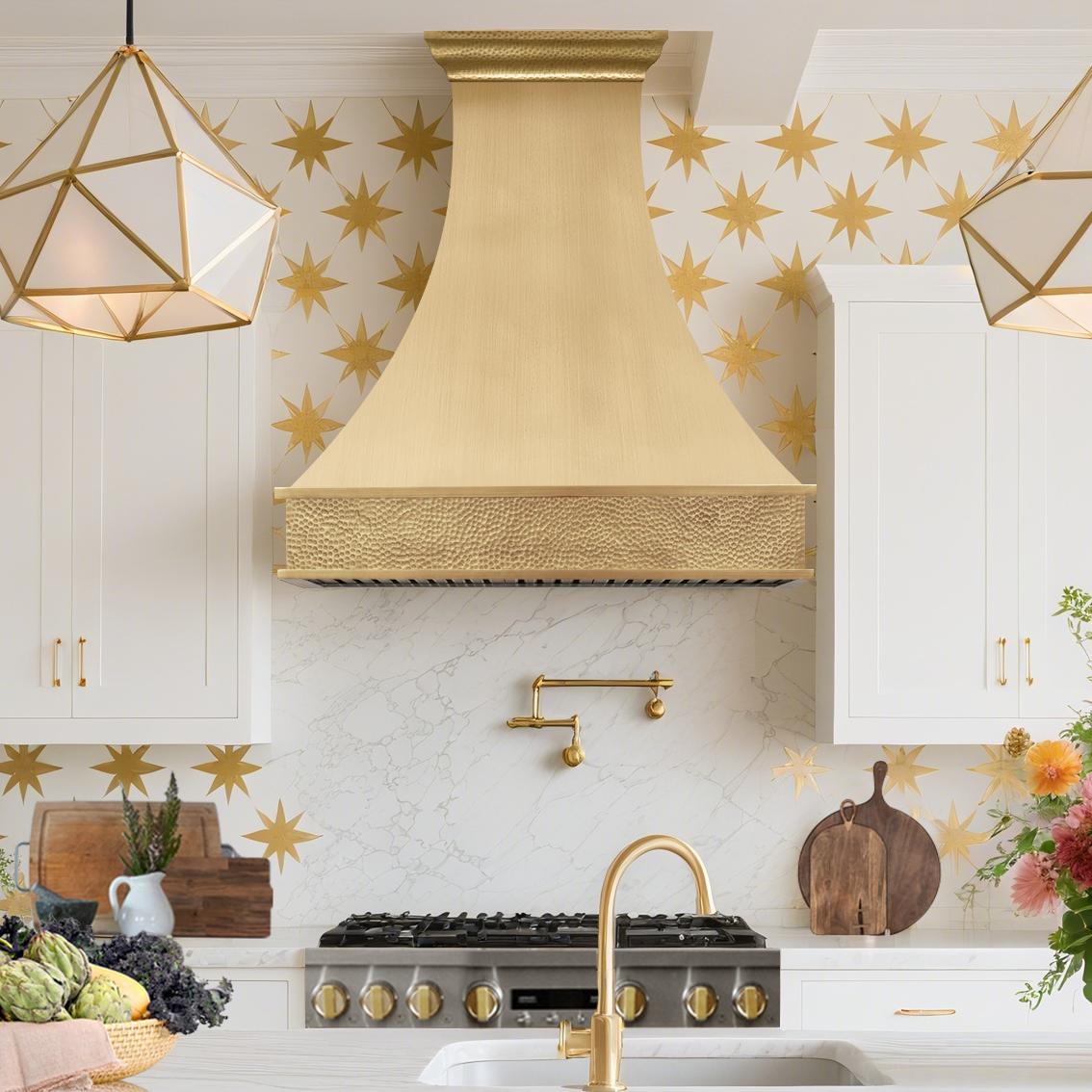 Fobest Brass Range Hood with Hammered Crown FSS-390-Stainless Steel Range Hood-Fobest