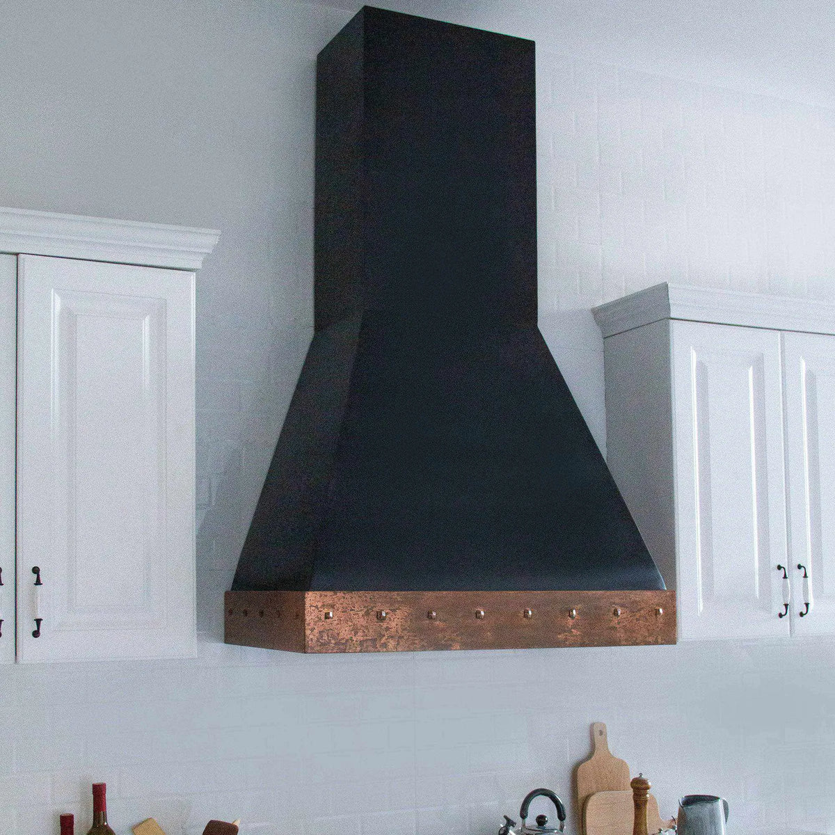 Fobest Chimney Copper Range Hood with Vintage Copper Band FCP-89-Copper Range Hood-Fobest
