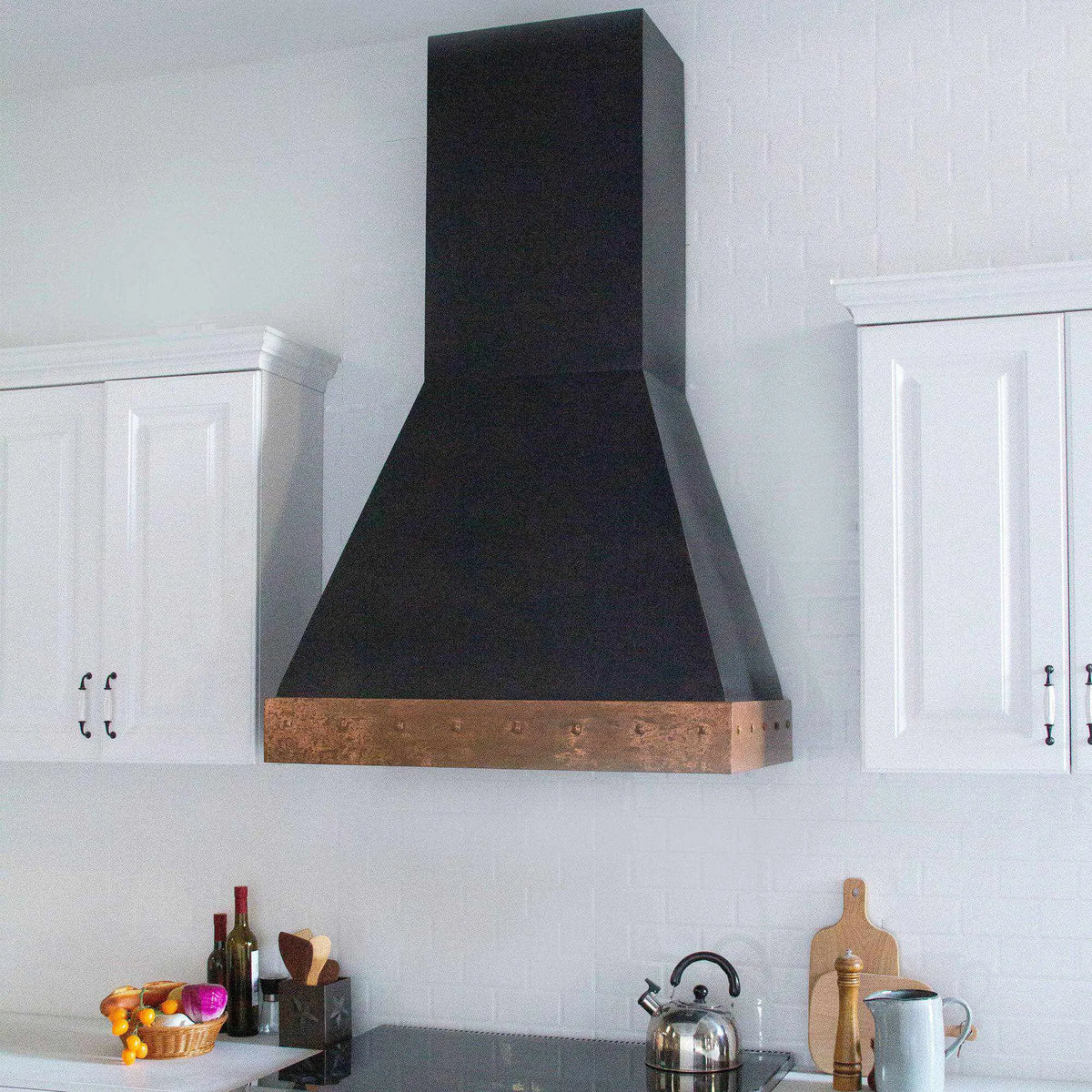 Fobest Chimney Copper Range Hood with Vintage Copper Band FCP-89-Copper Range Hood-Fobest