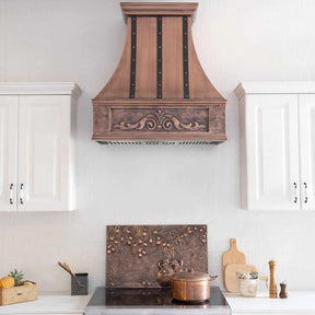 Fobest Copper Custom Range Hood with Three Vertical Straps FCP-97-Copper Range Hood-Fobest