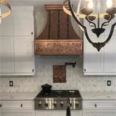 Fobest Copper Custom Range Hood with Three Vertical Straps FCP-97-Copper Range Hood-Fobest