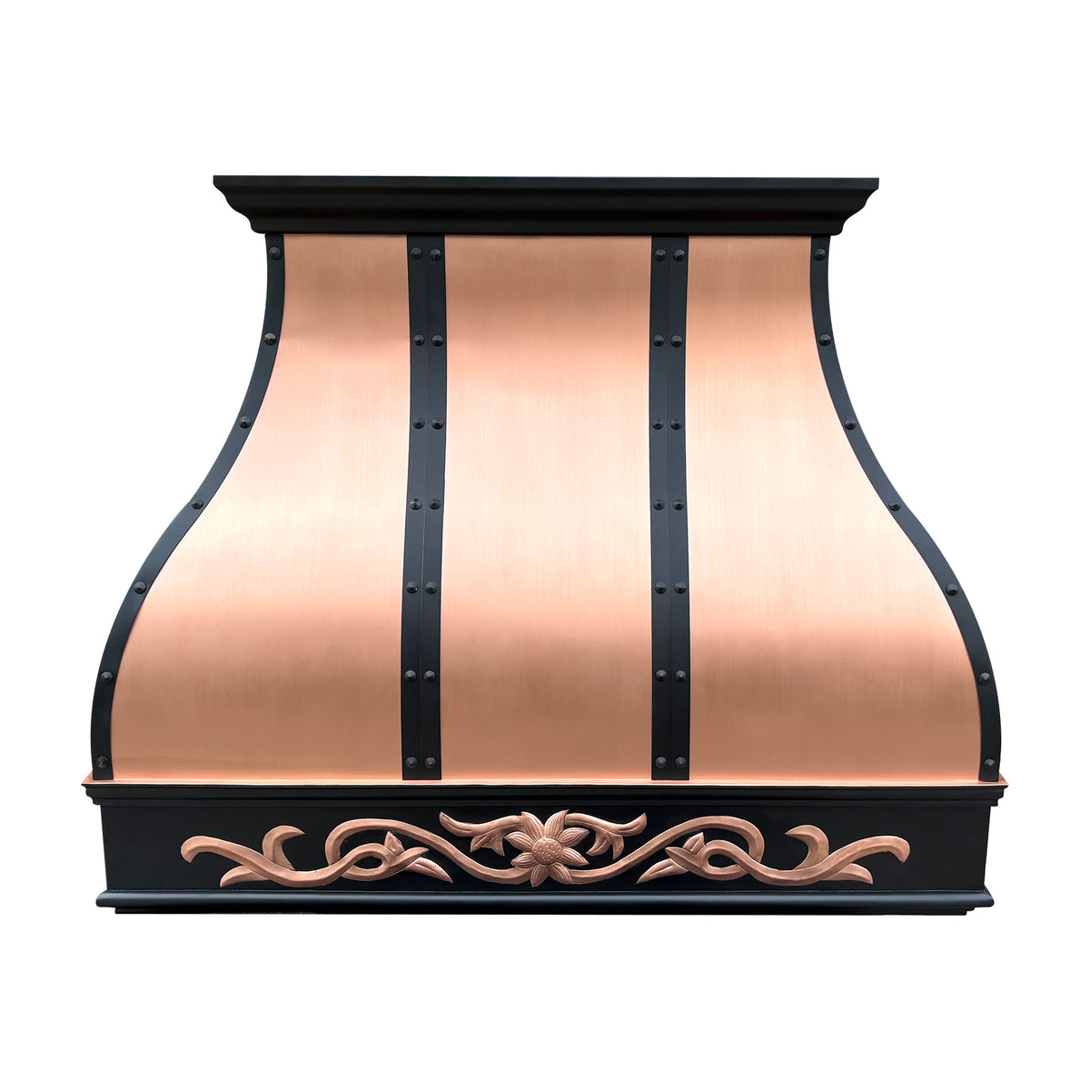 Fobest Copper Kitchen Hood with Dark Trim and Decorative Apron FCP-257-Copper Range Hood-Fobest