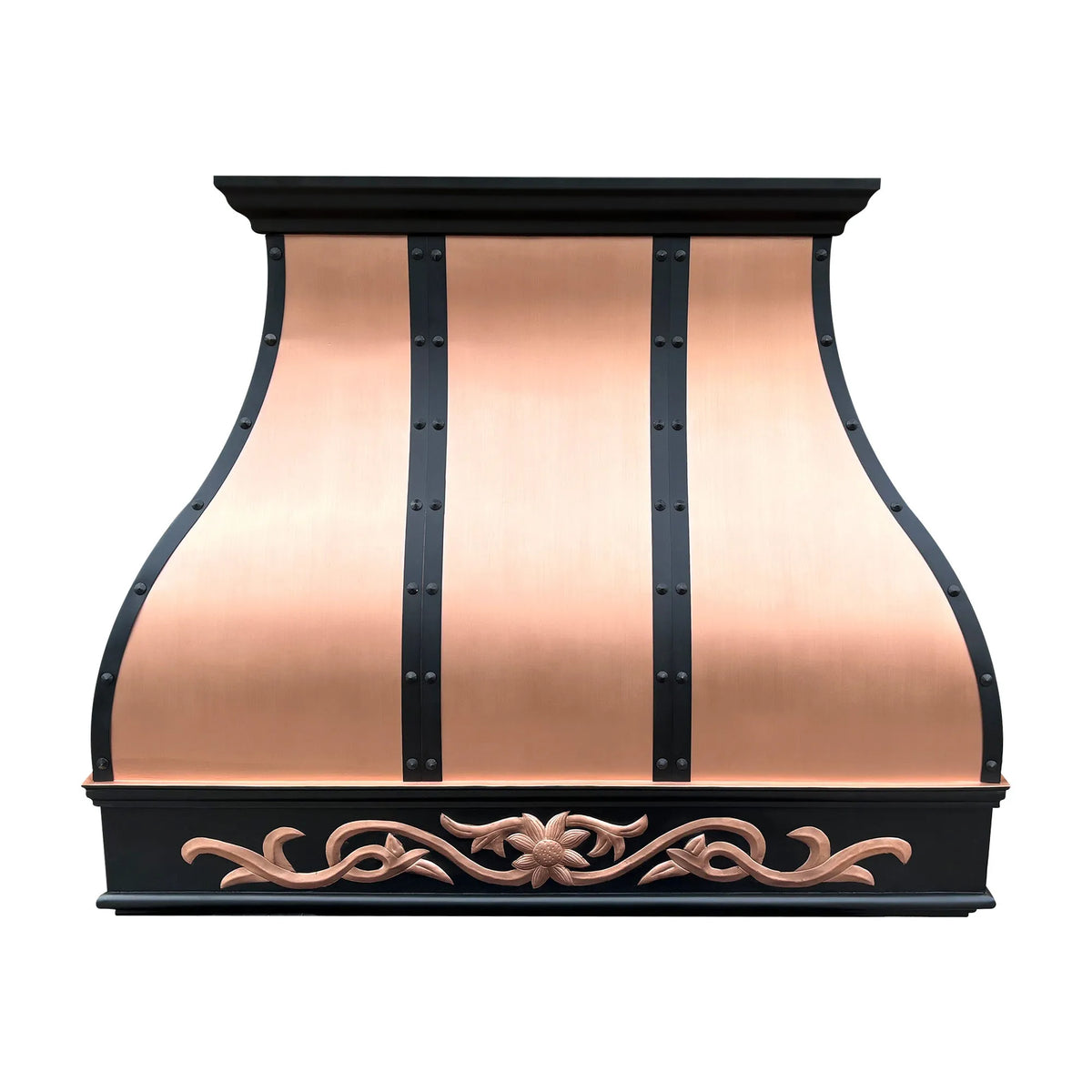 Fobest Copper Kitchen Hood with Dark Trim and Decorative Apron FCP-257-Copper Range Hood-Fobest