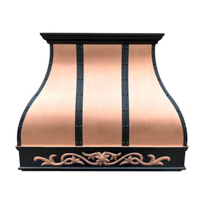 Fobest Copper Kitchen Hood with Dark Trim and Decorative Apron FCP-257-Copper Range Hood-Fobest