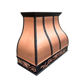Fobest Copper Kitchen Hood with Dark Trim and Decorative Apron FCP-257-Copper Range Hood-Fobest