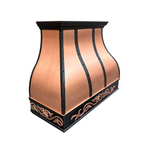Fobest Copper Kitchen Hood with Dark Trim and Decorative Apron FCP-257-Copper Range Hood-Fobest