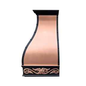 Fobest Copper Kitchen Hood with Dark Trim and Decorative Apron FCP-257-Copper Range Hood-Fobest