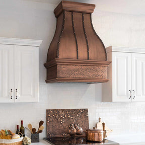 Fobest Copper Range Hood with Hammered Bottom Apron FCP-44-Copper Range Hood-Fobest