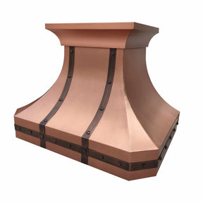 Fobest Copper Vent Hood with Two Copper Belts FCP-177-Copper Range Hood-Fobest