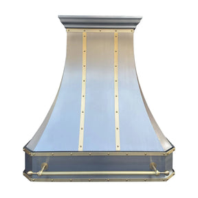 Fobest Curved Stainless Steel Custom Range Hood with Brass Accent FSS-66-Stainless Steel Range Hood-Fobest