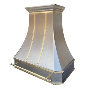 Fobest Curved Stainless Steel Custom Range Hood with Brass Accent FSS-66-Stainless Steel Range Hood-Fobest