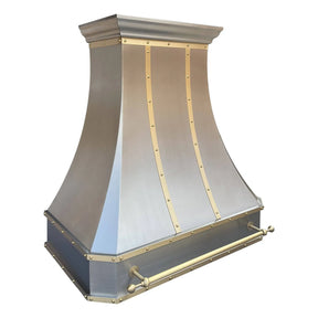 Fobest Curved Stainless Steel Custom Range Hood with Brass Accent FSS-66-Stainless Steel Range Hood-Fobest