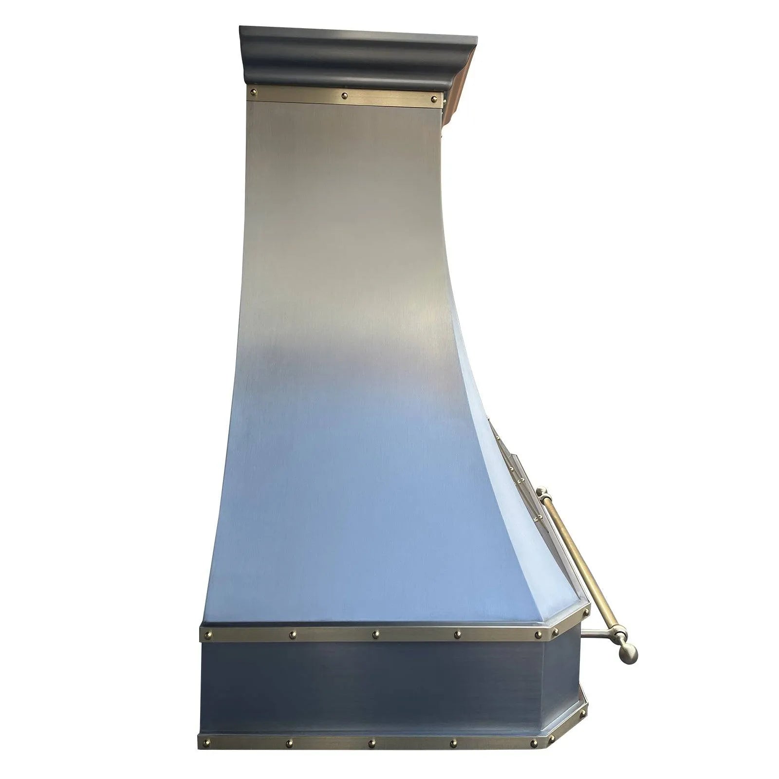 Fobest Curved Stainless Steel Custom Range Hood with Brass Accent FSS-66-Stainless Steel Range Hood-Fobest
