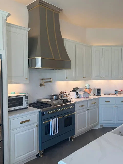 Fobest Curved Stainless Steel Custom Range Hood with Brass Accent FSS-66-Stainless Steel Range Hood-Fobest