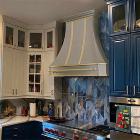 Fobest Curved Stainless Steel Custom Range Hood with Brass Accent FSS-66-Stainless Steel Range Hood-Fobest