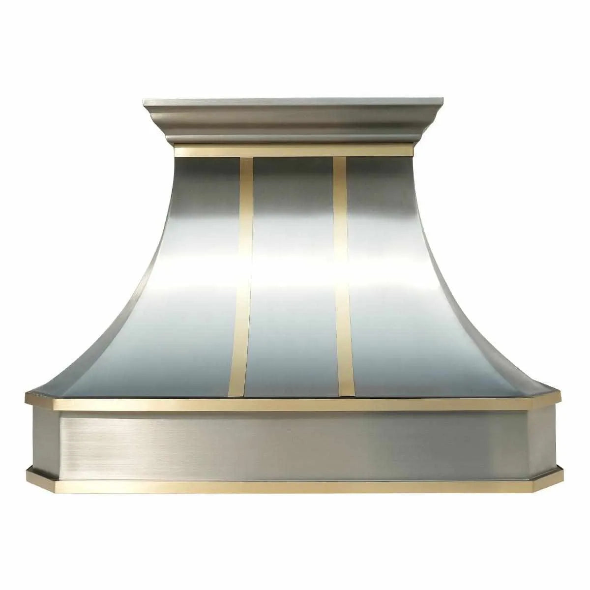 Fobest Curved Stainless Steel Custom Range Hood with Brass Accent FSS-66-Stainless Steel Range Hood-Fobest