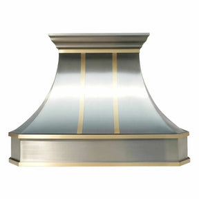Fobest Curved Stainless Steel Custom Range Hood with Brass Accent FSS-66-Stainless Steel Range Hood-Fobest