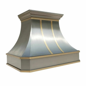 Fobest Curved Stainless Steel Custom Range Hood with Brass Accent FSS-66-Stainless Steel Range Hood-Fobest