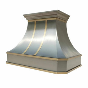 Fobest Curved Stainless Steel Custom Range Hood with Brass Accent FSS-66-Stainless Steel Range Hood-Fobest