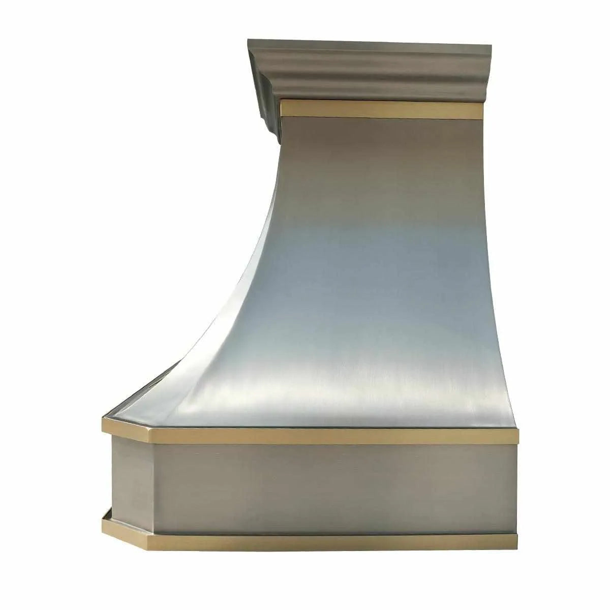 Fobest Curved Stainless Steel Custom Range Hood with Brass Accent FSS-66-Stainless Steel Range Hood-Fobest