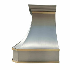 Fobest Curved Stainless Steel Custom Range Hood with Brass Accent FSS-66-Stainless Steel Range Hood-Fobest